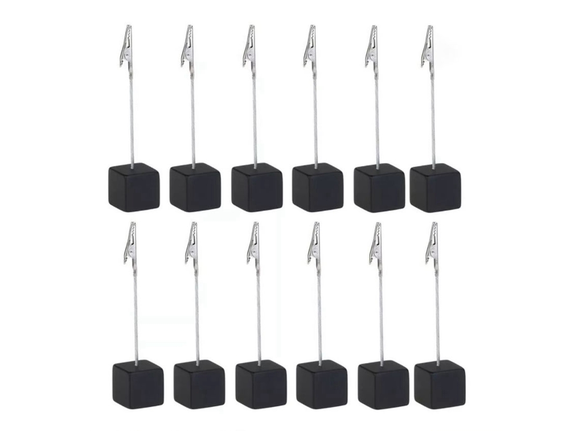 Juego de posavasos Baok-12 Pine Cube, soporte para notas, portanotas, portanúmeros de mesa, decoración de mesa, negro