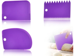 Espátula para repostería - Plato - Cortador - Plástico - Para hacer repostería (3 unidades, color morado, 3 tamaños)