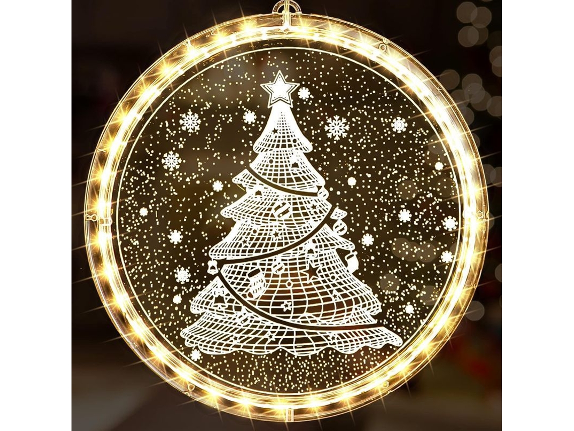 Luces Navideñas Decorativas Colgantes 3d Para Ventanas Con Funcionamiento A Pilas (árbol De Navidad)