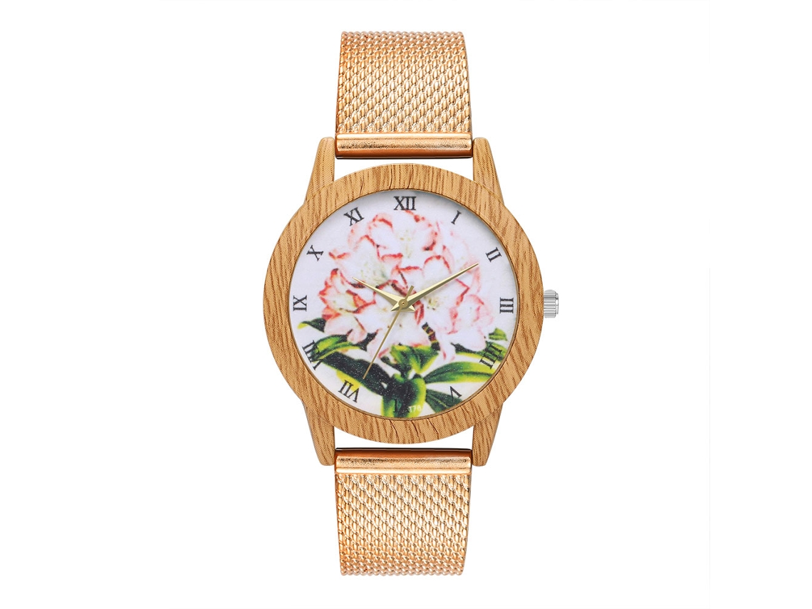 Reloj Analógico De Cuarzo Con Correa De Malla Para Mujer Y Hombre Oro Rosa Zhoulianfa