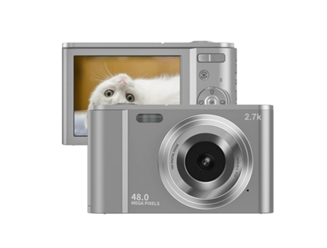 Cámara fotos digital EZII DC302 2.7K 48MP ZOOM 16X Pantalla de 2,8 pulgadas Regalos para niños estudiantes Plata
