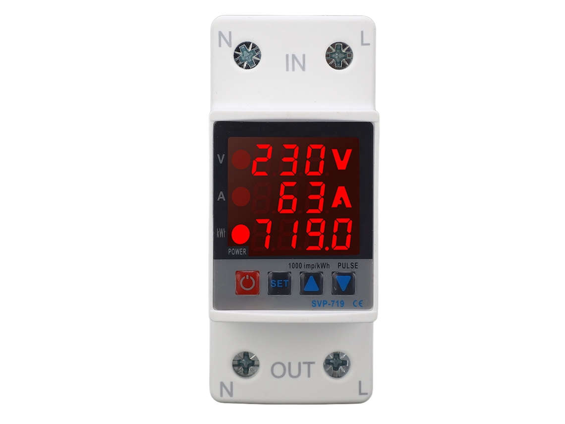 Protector De Sobretensión/subtensión Ajustable Con Reinicio Automático, Ac220v 63a, Con Indicador De Voltaje.