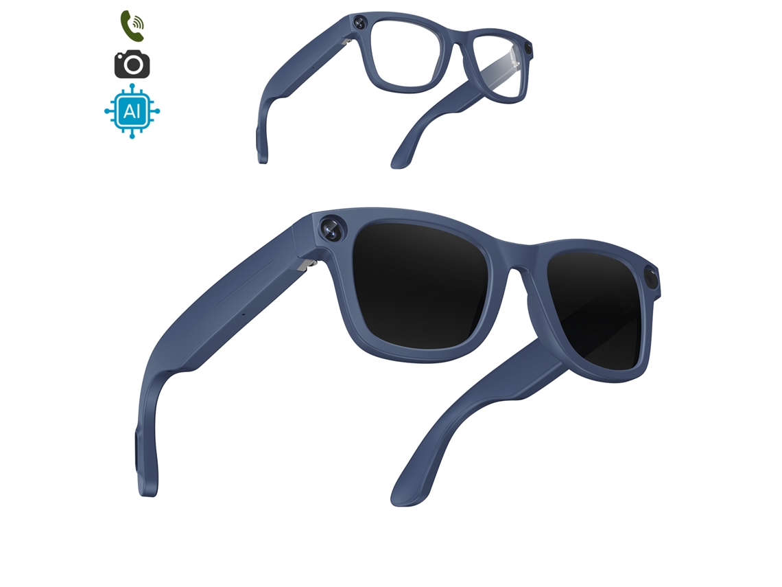 Gafas Inteligentes E3. Con Cámara De 8mpx, Vídeos En 1080p, Traductor Ai En Tiempo Real Y Control De Música/llamadas. Con Lentes Oscuras.