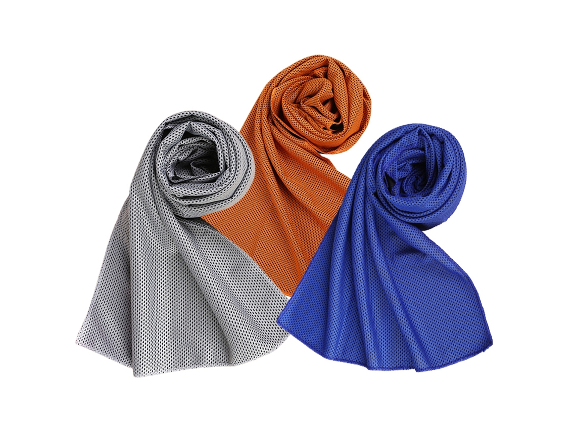 Toalla Deportiva De 3 Piezas Azul Oscurogrisnaranja - Toalla Refrescante Para Cuello Y Cara JEIIBRZUI