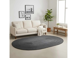 Alfombras De Área Ovalado Negro 205 X 305 Cm Yute