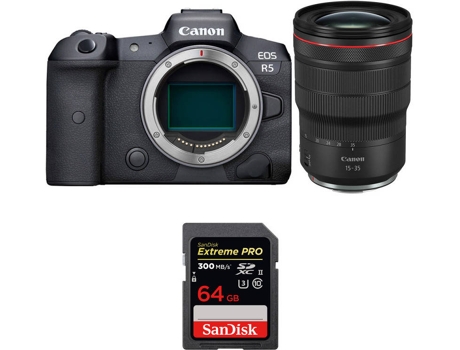 Kit Cámara CANON EOS R5 RF 15-35mm f/2.8L IS USM + SanDisk 64 GB (Full-Frame)