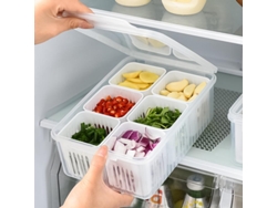 Cajas de almacenamiento MDUG para alimentos en el refrigerador, cesta de drenaje para organizar la cocina