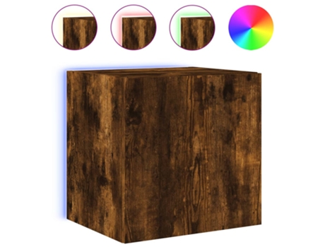 Mueble de TV de pared con luces LED roble ahumado VIDAXL (40.5 x 35 x 40 cm)