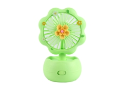 Mini ventilador portátil recargable por USB, diseño de flor verde, para niños.