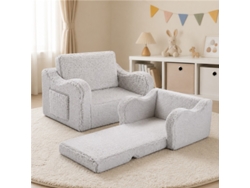 Sofá Cama Infantil Convertible De Sherpa Con Funda Lavable.