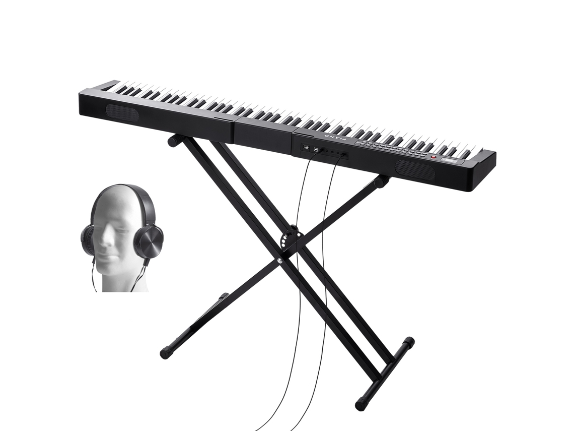 Piano digital eléctrico portátil Succebuy de 88 teclas semipesadas con soporte
