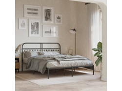 Estructura Cama Sin Colchón Con Cabecero Metal Negro 150x200 Cm