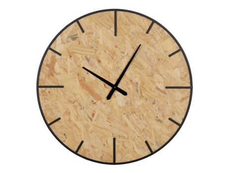 Reloj de Pared Negro Natural PVC Hierro Madera MDF 80 x 4,5 x 80 cm BIGBUY HOME