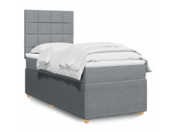 Cama Box Spring Con Colchón Tela Gris Claro 100x200 Cm