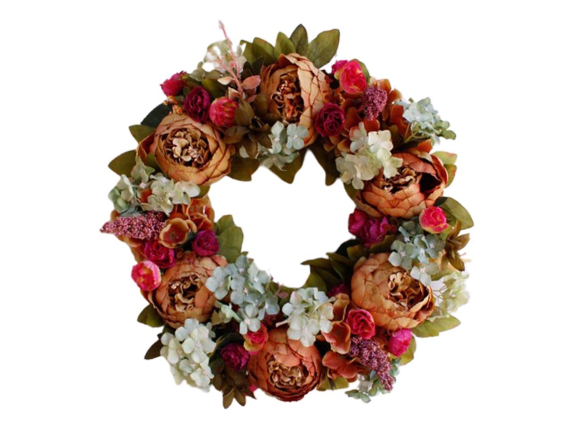 Corona de flores artificiales para el hogar - Slowmoose