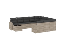 Maison Exclusive - Set De Sofás De Jardín 11 Pzas Y Cojines Ratán Sintético Gris