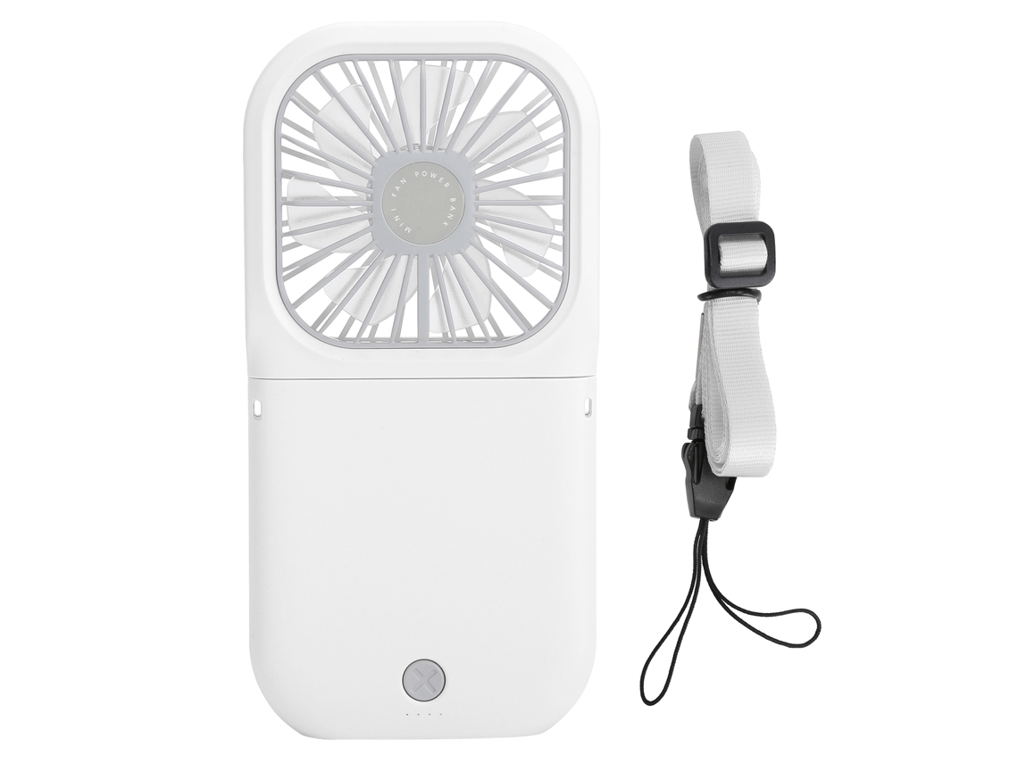 Mini ventilador de cuello plegable portátil, 3 velocidades, USB, blanco
