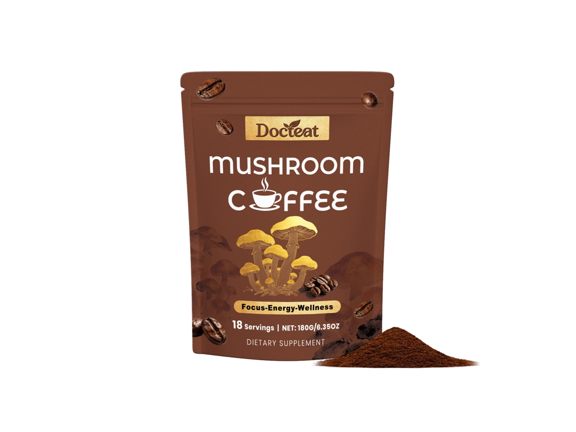 Mezcla de champiñones y café en polvo para iniciar