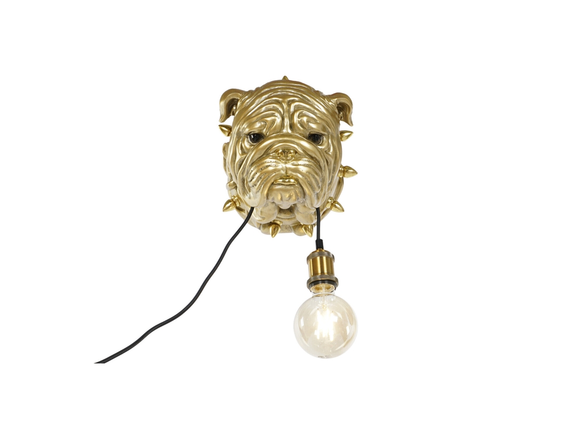 Lampara Aplique Resina Bulldog Dorado 25x23x29cm