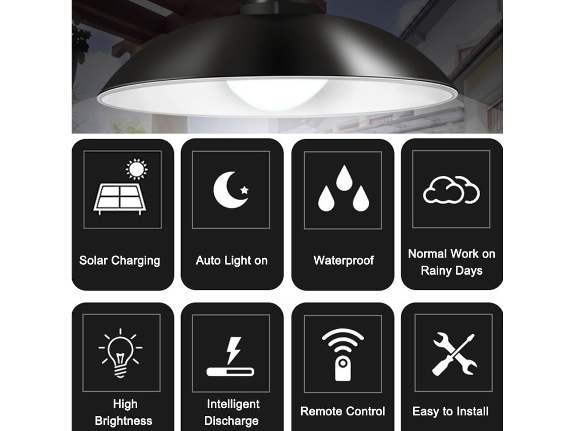 Luz De Pendente Solar Led Chandelier À Prova De Água Com Controle Remoto 3 Níveis De Brilho Para Interior E Exterior