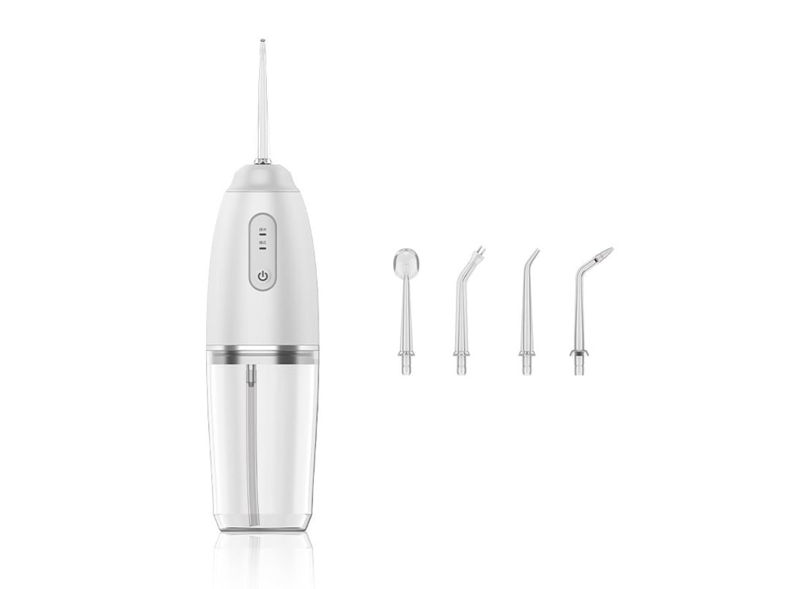 Irrigador Bucal Rascador Portátil para Cuidado Bucal Rascador de Chorro de Agua-Blanco 4 Boquillas DIGITALLAB