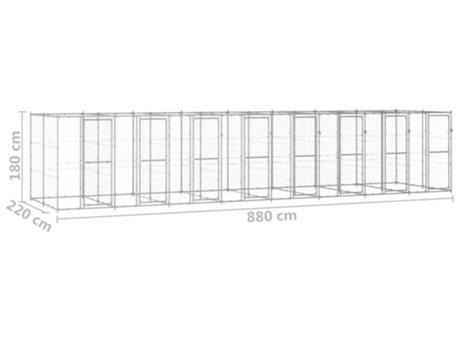 vidaXL Perrera de exterior de acero galvanizado 19,36 m²