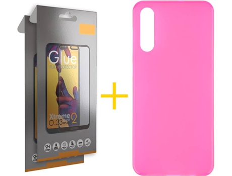 Carcasa + 2 Protectores de Pantalla Samsung A70 SKYHE Full Rosa