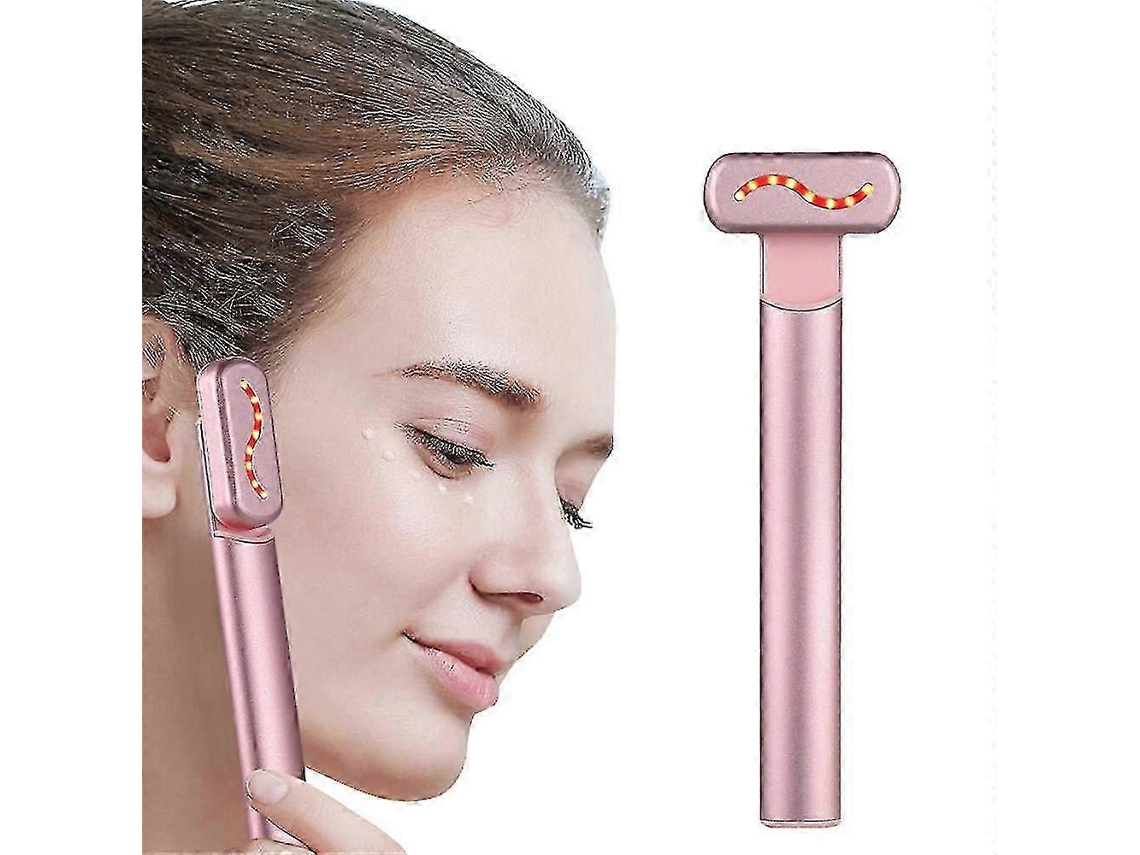 Dispositivo de belleza recargable por USB con luz roja para terapia de masaje ocular y calor por microcorriente.
