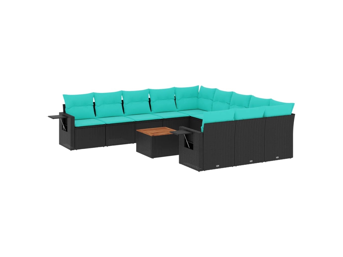 Maison Exclusive - Conjunto De Sofá De Jardín De 12 Piezas Con Cojines, De Poliratán Negro