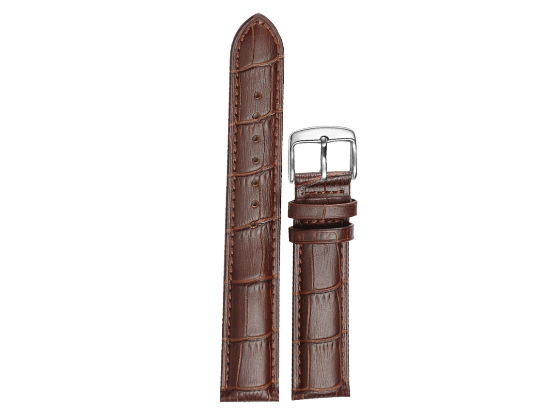 Correa de reloj clásica de piel sintética con hebilla de acero, 14-22 mm, marrón, 21 mm