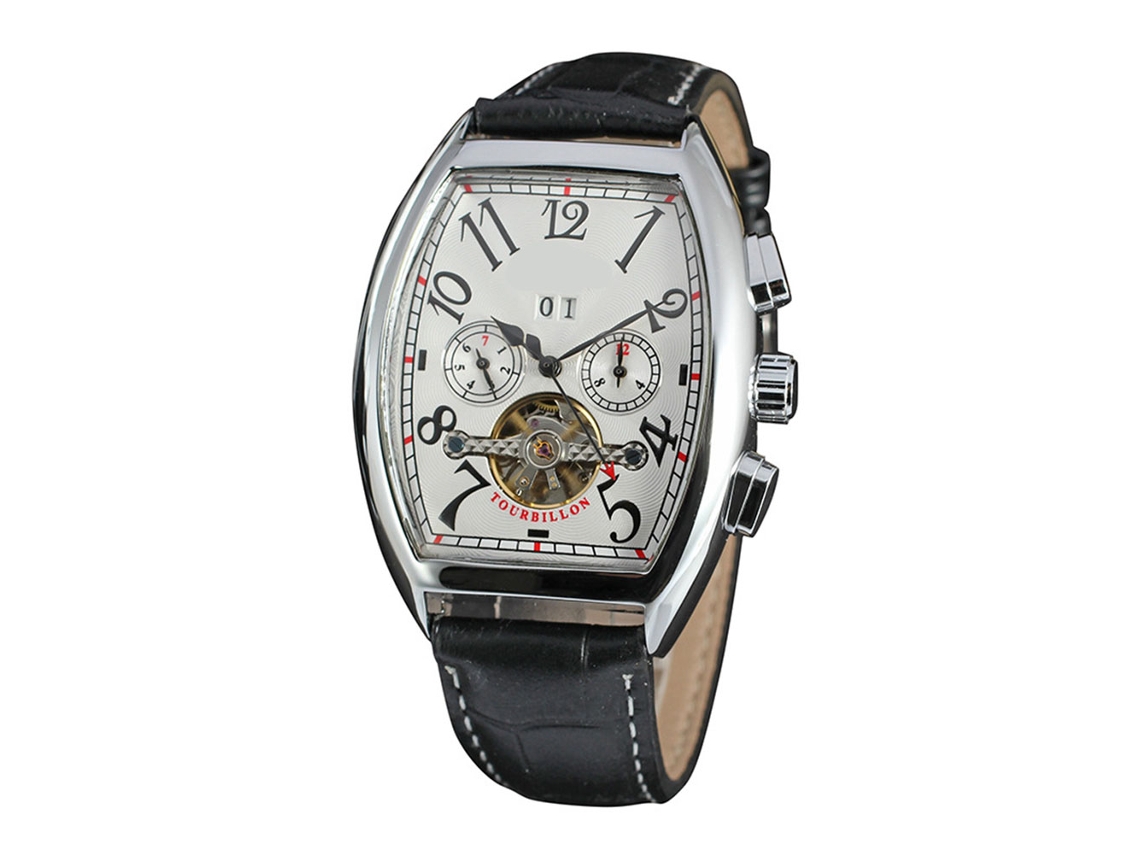 Reloj Analógico Automático Para Hombre Forsining Con Calendario, Estilo Clásico, Blanco Y Plateado.
