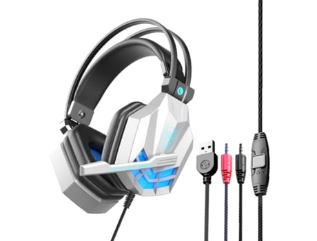 Auriculares Gaming Luminous Sy850 con cancelación de ruido suave y orejeras con micrófono blanco azul