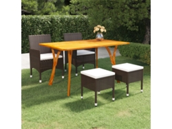 vidaXL Juego de comedor de jardín de 5 piezas marrón