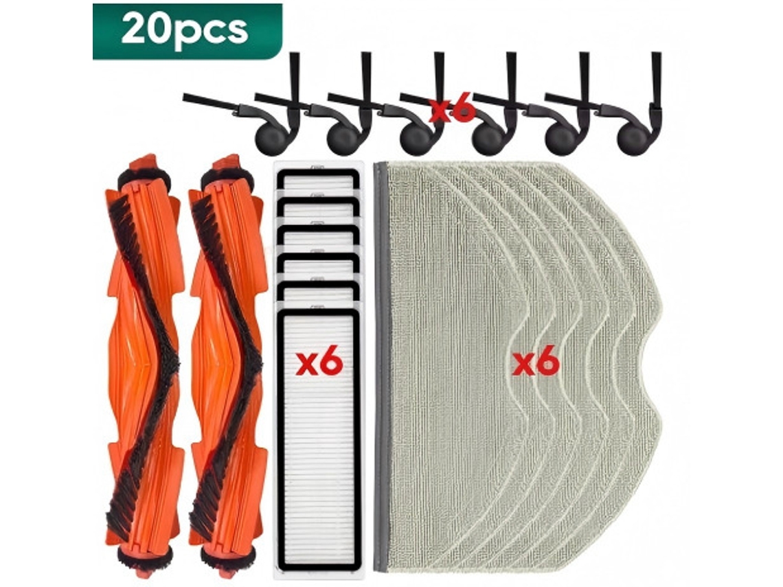 Kit Repuesto Compatible Robot Xiaomi S40/s40c, 20 Unidades, Cepillos, Filtros Y Almohadillas Limpieza De Suelo