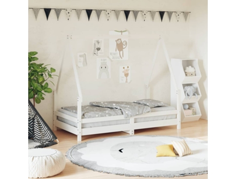 Estructura De Cama Infantil VIDAXL Blanco Madera (80x160 cm)