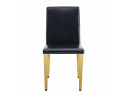 Juego de 2 sillas de comedor - Diseño minimalista en PU negro con patas de metal dorado - Negro y dorado