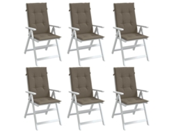 Cojines Silla Respaldo Alto 6 Uds Tela Taupe Melange 120x50x4cm