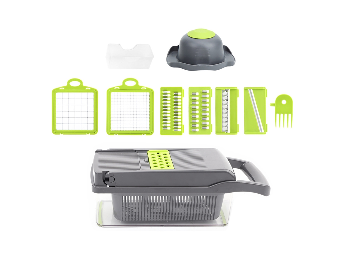Cortador Manual De Frutas Y Verduras Con 7 Cuchillas Intercambiables, Rallador/picador Seguro.