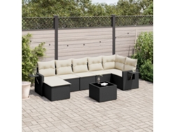 Conjunto de sofá de jardín de 8 piezas con cojines en mimbre sintético negro de DKD Home Decor
