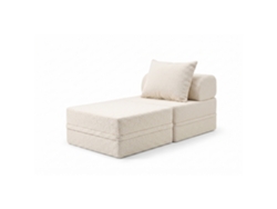 Sofá modular de 1 plaza + otomana convertible de bouclette beige SKOFFA