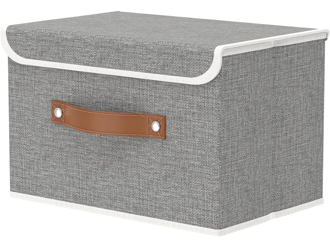 Organizador de almacenamiento plegable Outbros con tapa, cajón grande para ropa blanca, cestas para toallas y ropa, 38 x 25 x 25 cm