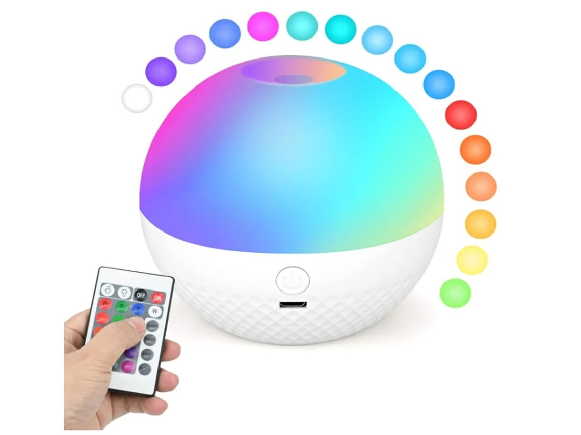 Bestvite Pgd 01 - Luz nocturna LED táctil para niños con control remoto, 16 colores, brillo ajustable, recargable por USB, color blanco