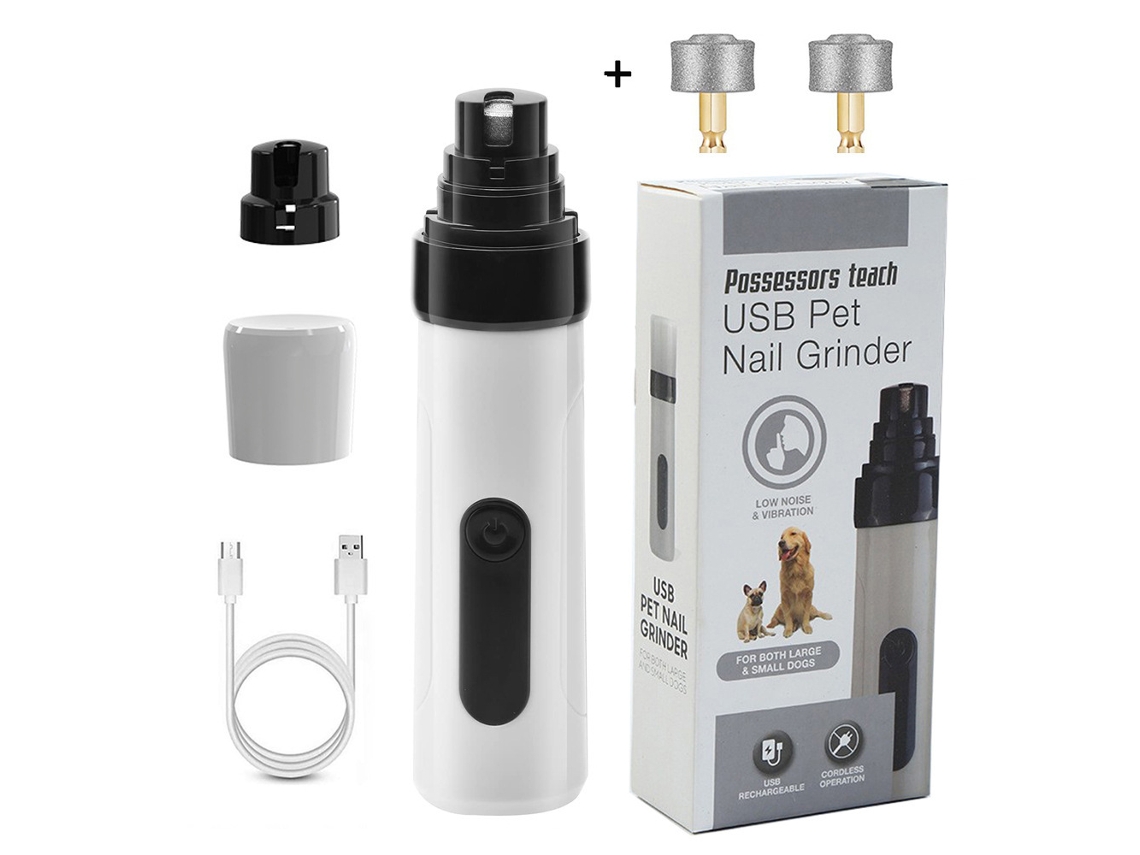 Cortauñas eléctrico LED para gatos y perros, 2 velocidades, MDUG, totalmente automático (2 cabezales de repuesto)