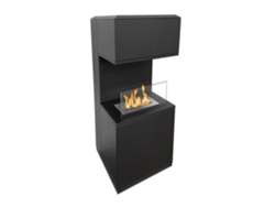 Chimenea de bioetanol Oslo, de pie, de acero negro, 38 cm x 38 cm x 100 cm