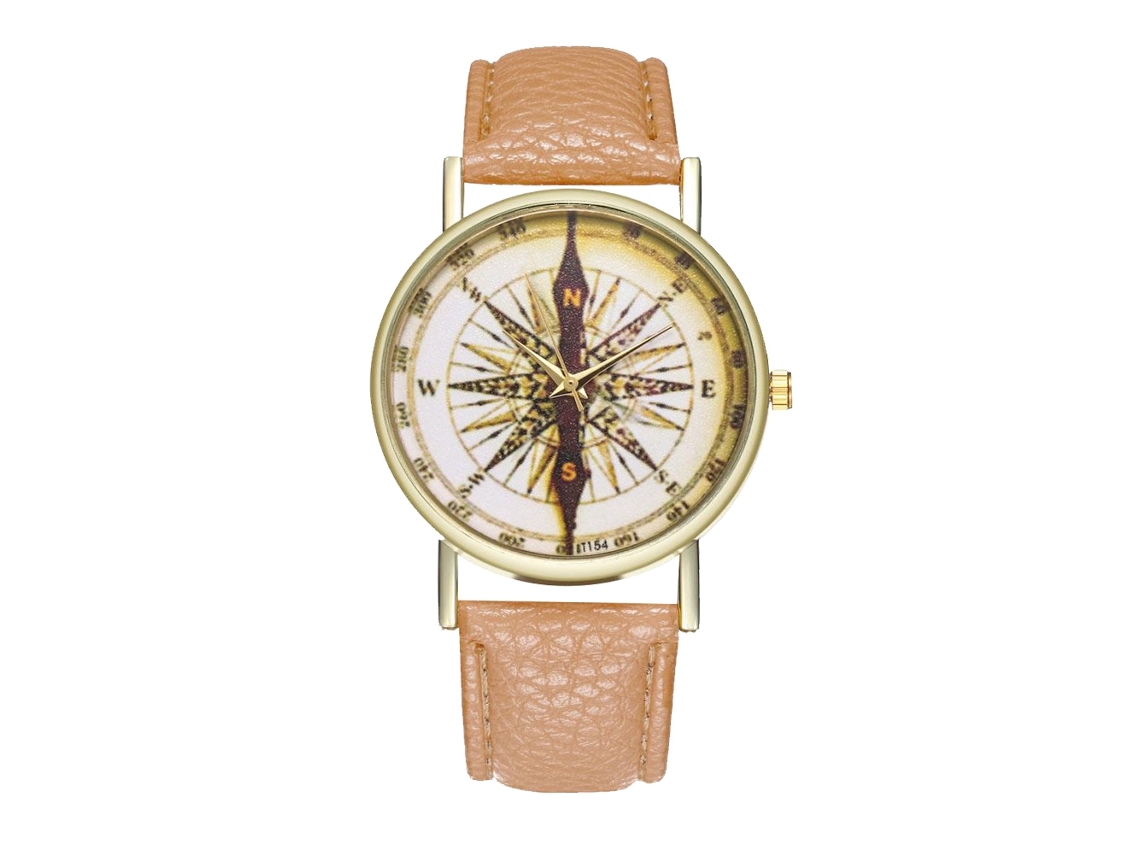 Reloj De Pulsera De Cuarzo Ligero Para Mujer, De Cuero, Estilo Moderno, Color Beige.