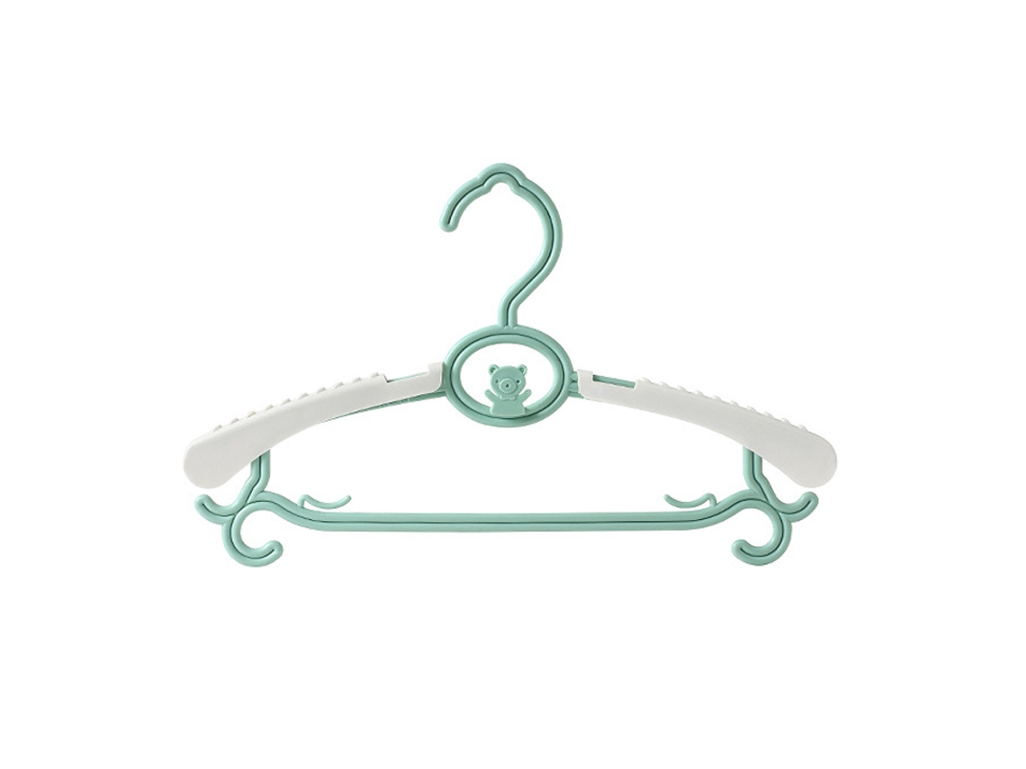 Percha de plástico ajustable, resistente y antideslizante para niños, diseño divertido.
