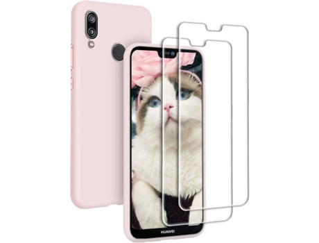 Carcasa + Protector Huawei P20 Lite 2* HONGWE. Rosa