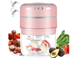 Mini Picador De Alho Elétrico Sem Fio Recarregável Usb Espremedor De Alho 250 Ml -Rosa