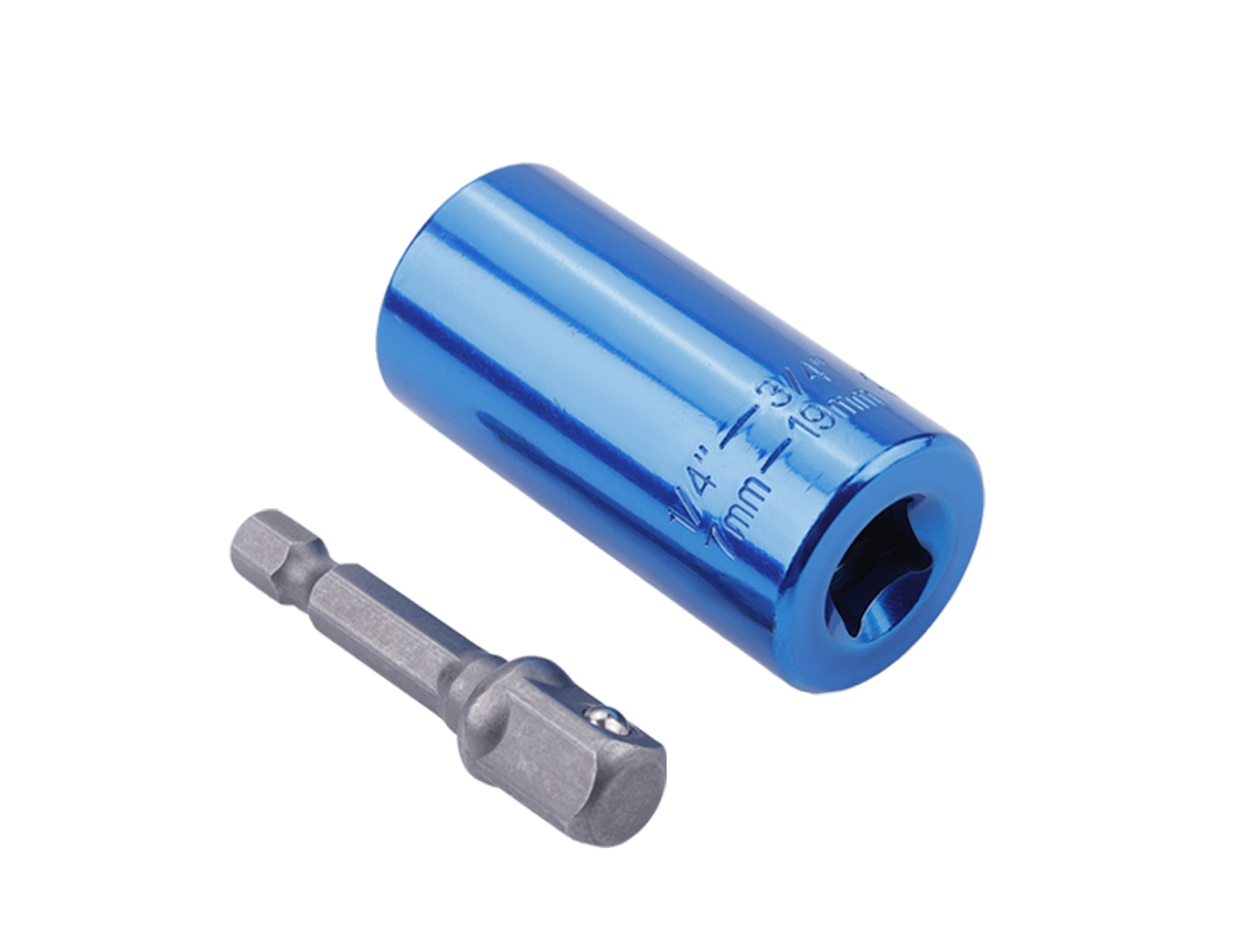 Adaptador Universal De Llave De Carraca De 2 Piezas Para Taladro De Acero De 7-19 Mm Con Conexión De Bola, Color Azul.
