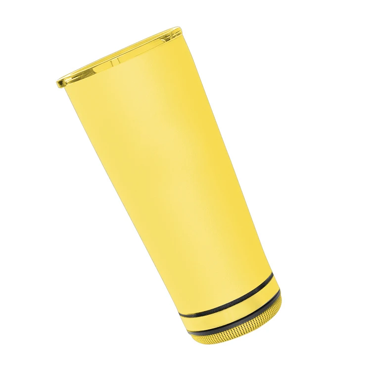 Altavoz Inalámbrico Para Exteriores (amarillo) De Acero Inoxidable 304, Resistente Al Agua Ipx6, Botella De Agua De 500 Ml.